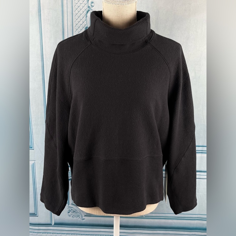 Lululemon Size:4  Women Textured Funnel Neck Pullover Black 90% Cotton